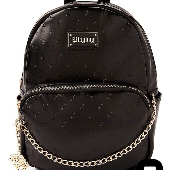 Playboy Black Embossed Playboy Bunny Mini Backpack - Picture 1 of 10